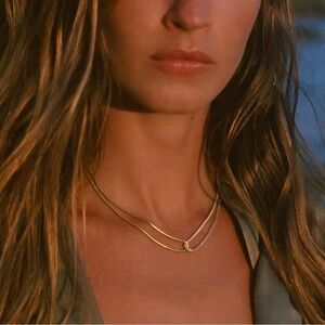 NEW Two-Tone Mixed 18K Gold Plated and Stainless Steel Minimalist Necklace